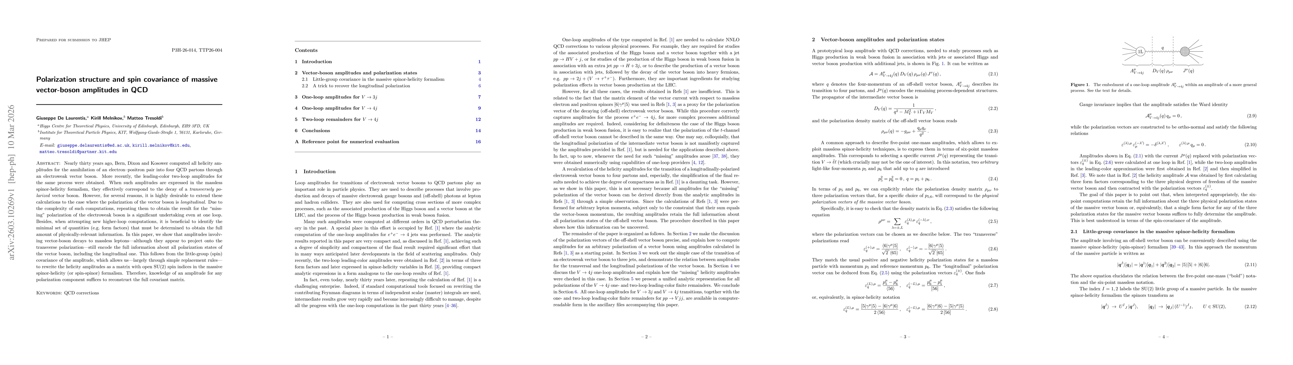 Thumbnail for Polarization structure and spin covariance of massive vector-boson amplitudes in QCD