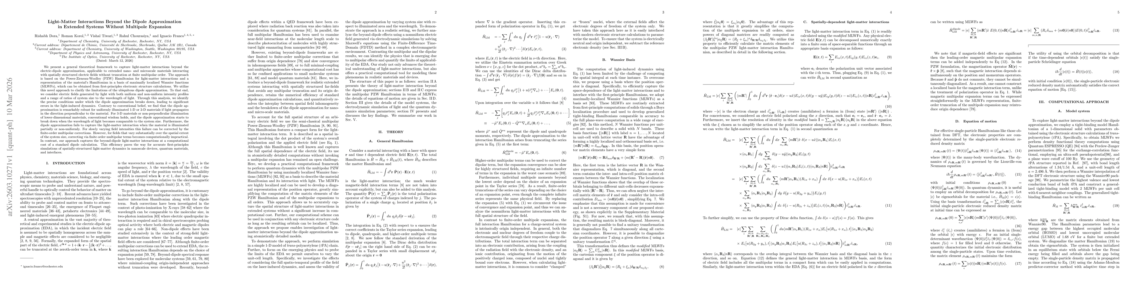 Thumbnail for Light-Matter Interactions Beyond the Dipole Approximation in Extended Systems Without Multipole Expansion