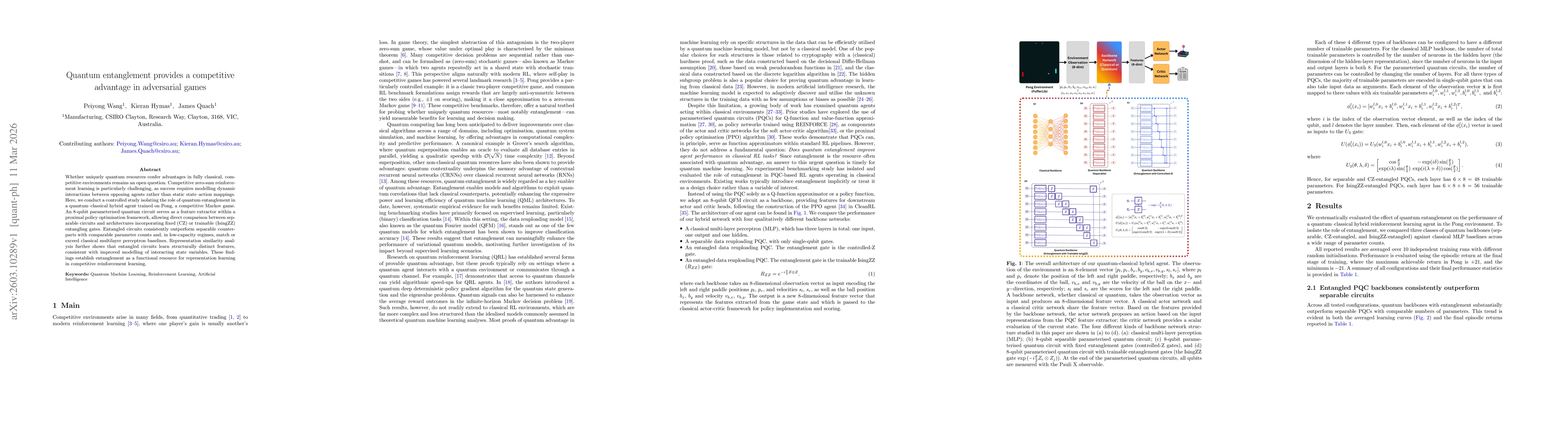 Thumbnail for Quantum entanglement provides a competitive advantage in adversarial games