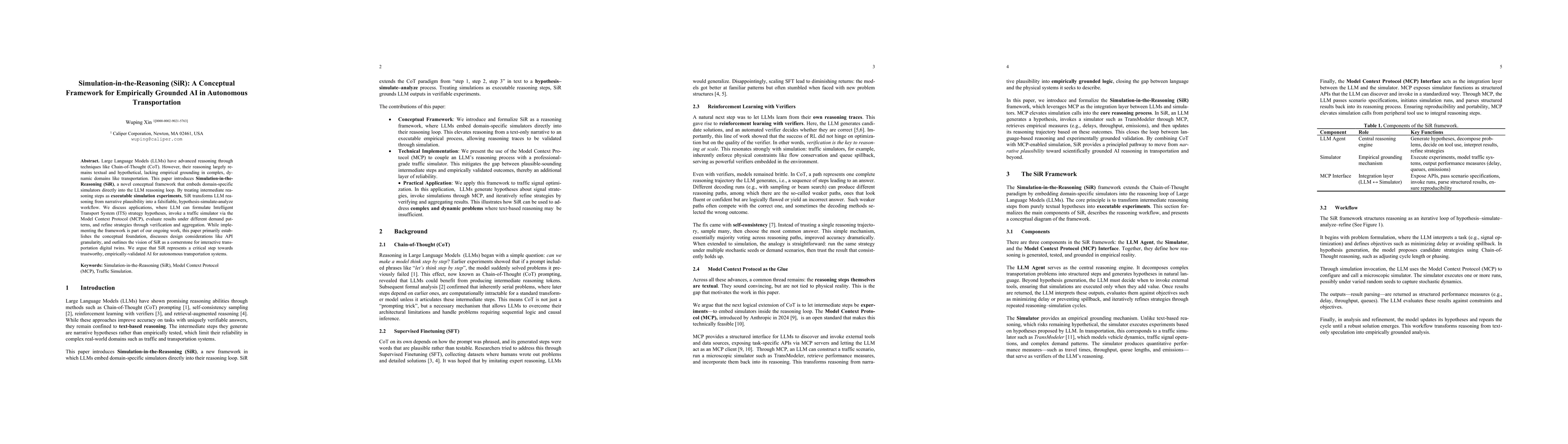 Thumbnail for Simulation-in-the-Reasoning (SiR): A Conceptual Framework for Empirically Grounded AI in Autonomous Transportation