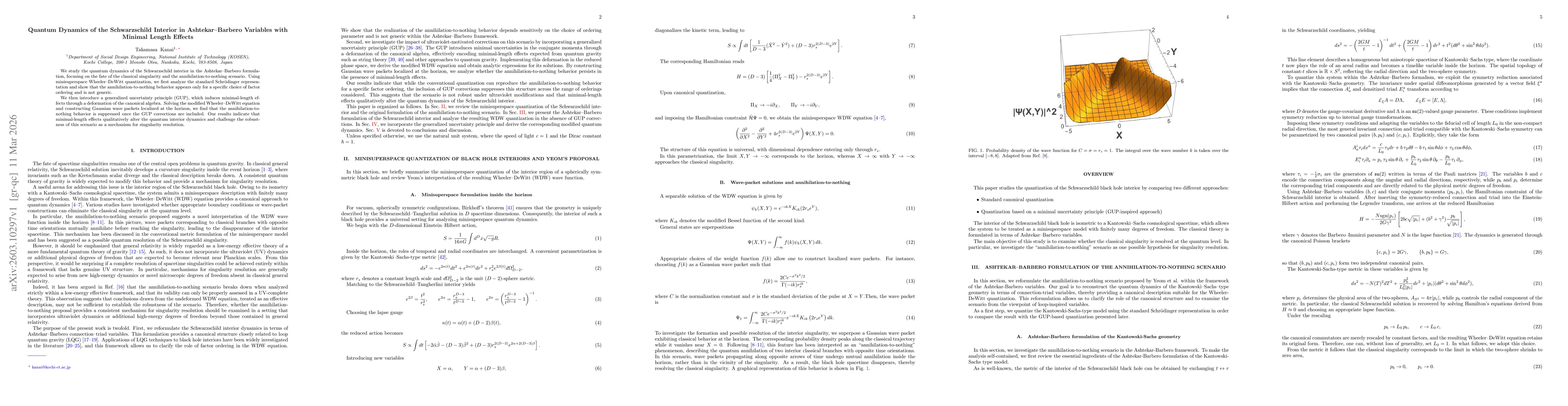 Thumbnail for Quantum Dynamics of the Schwarzschild Interior in Ashtekar-Barbero Variables with Minimal Length Effects