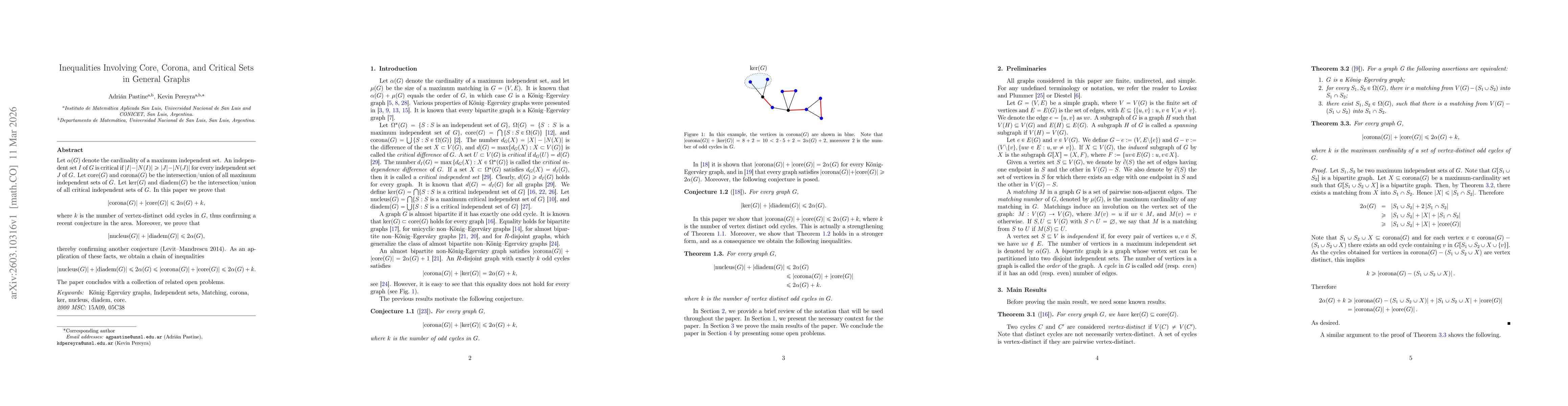 Thumbnail for Inequalities Involving Core, Corona, and Critical Sets in General Graphs