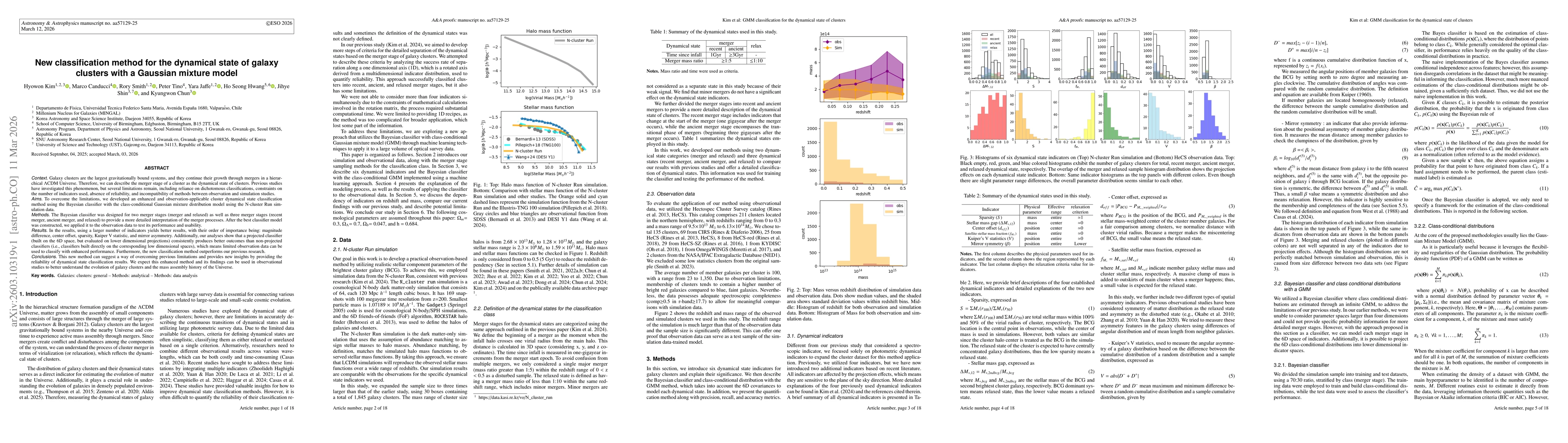 Thumbnail for New classification method for the dynamical state of galaxy clusters with a Gaussian mixture model