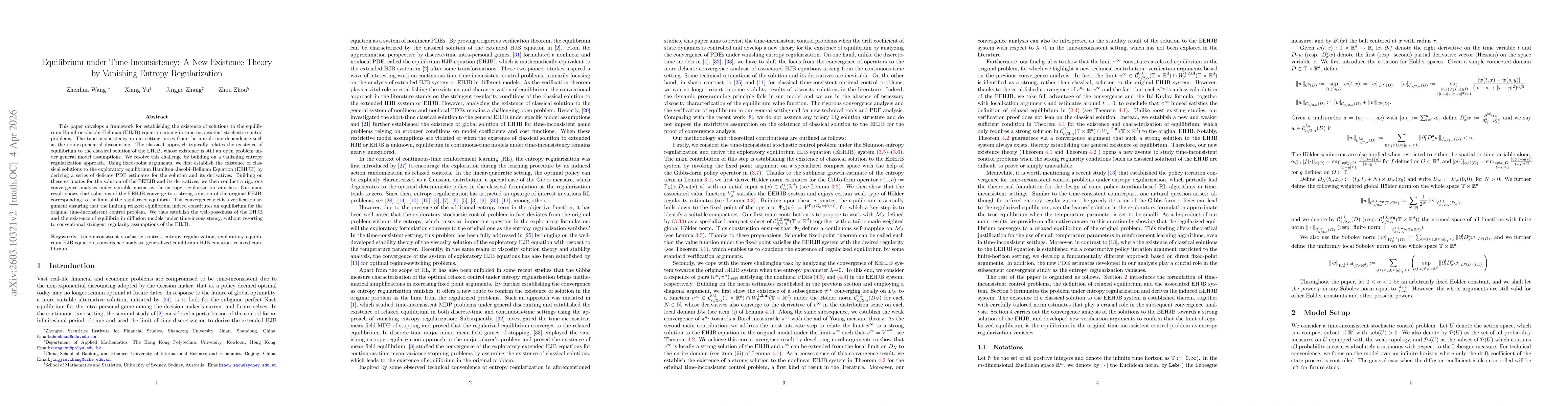 Thumbnail for Equilibrium under Time-Inconsistency: A New Existence Theory by Vanishing Entropy Regularization