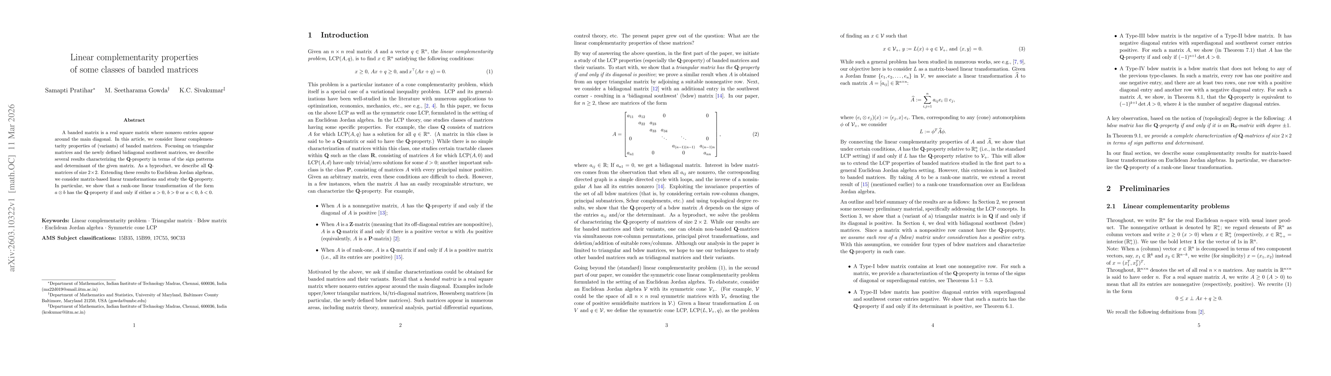 Thumbnail for Linear complementarity properties of some classes of banded matrices