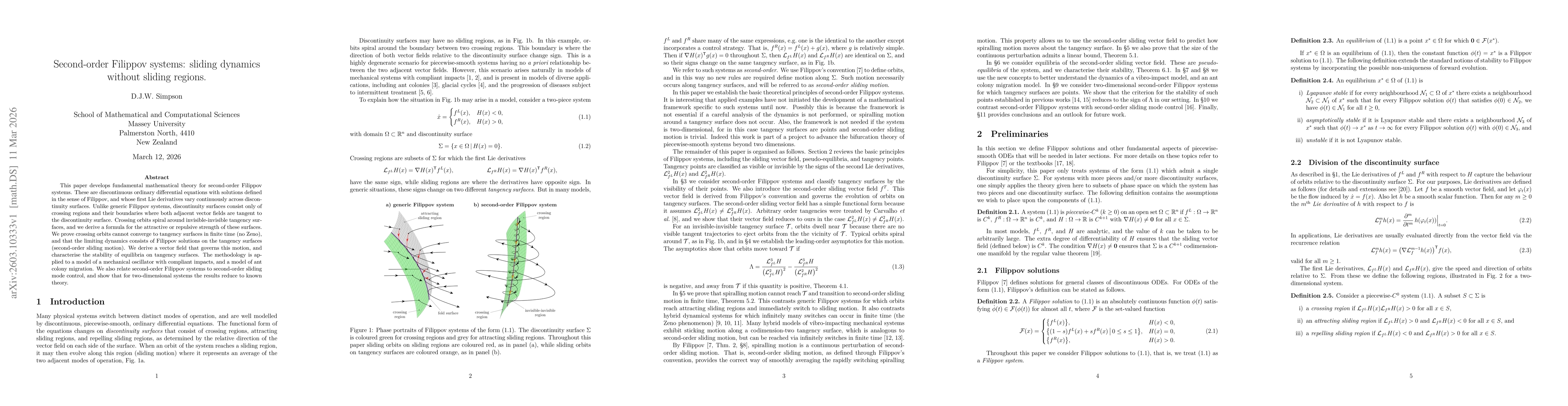 Thumbnail for Second-order Filippov systems: sliding dynamics without sliding regions