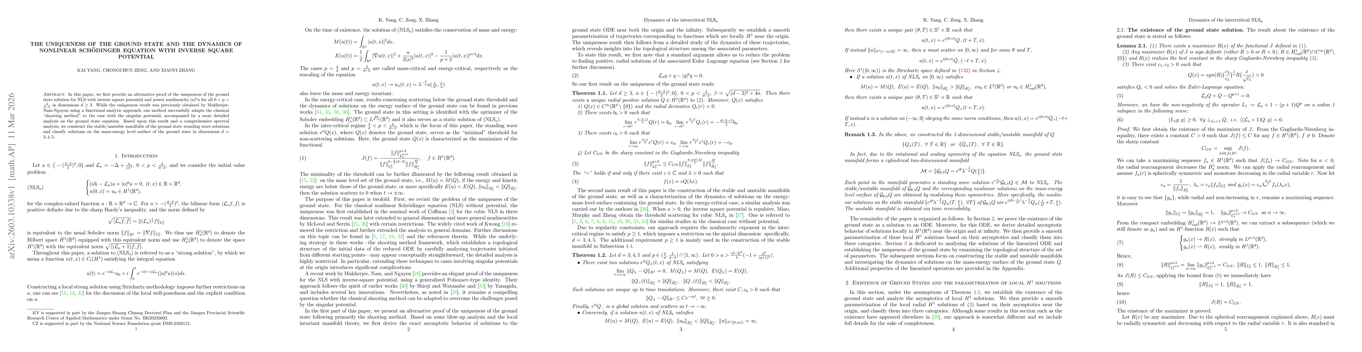 Thumbnail for The uniqueness of the ground state and the dynamics of nonlinear Schrödinger equation with inverse square potential