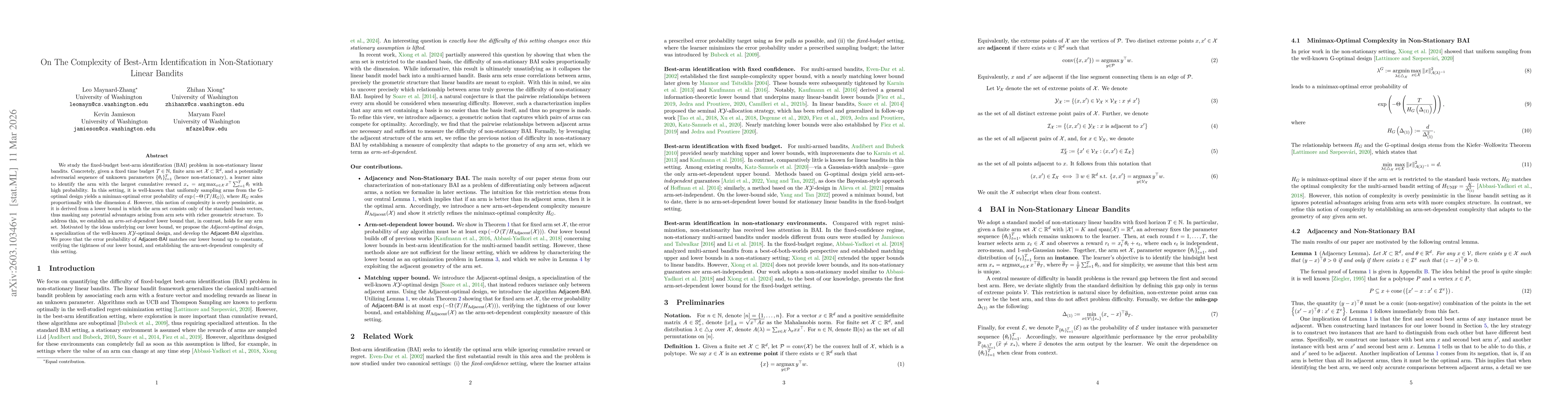 Thumbnail for On The Complexity of Best-Arm Identification in Non-Stationary Linear Bandits