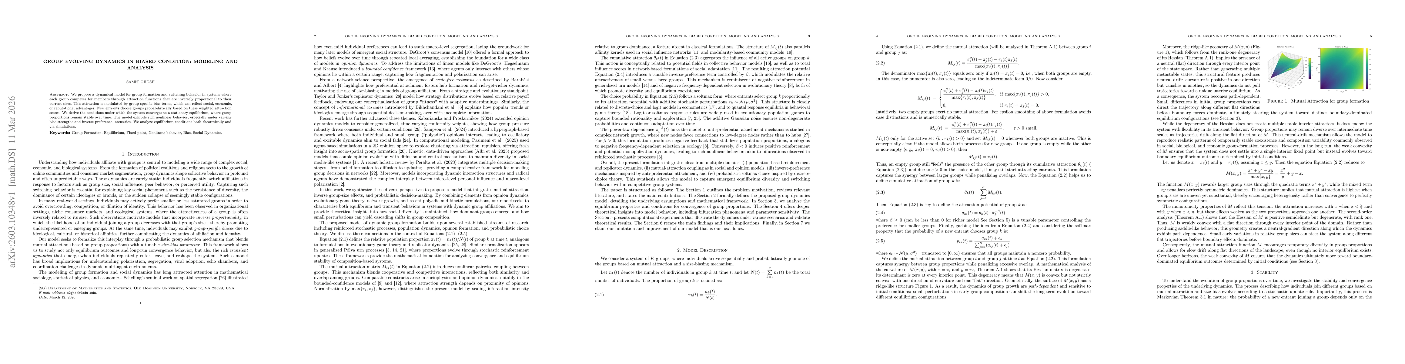 Thumbnail for Group evolving dynamics in biased condition: modeling and analysis