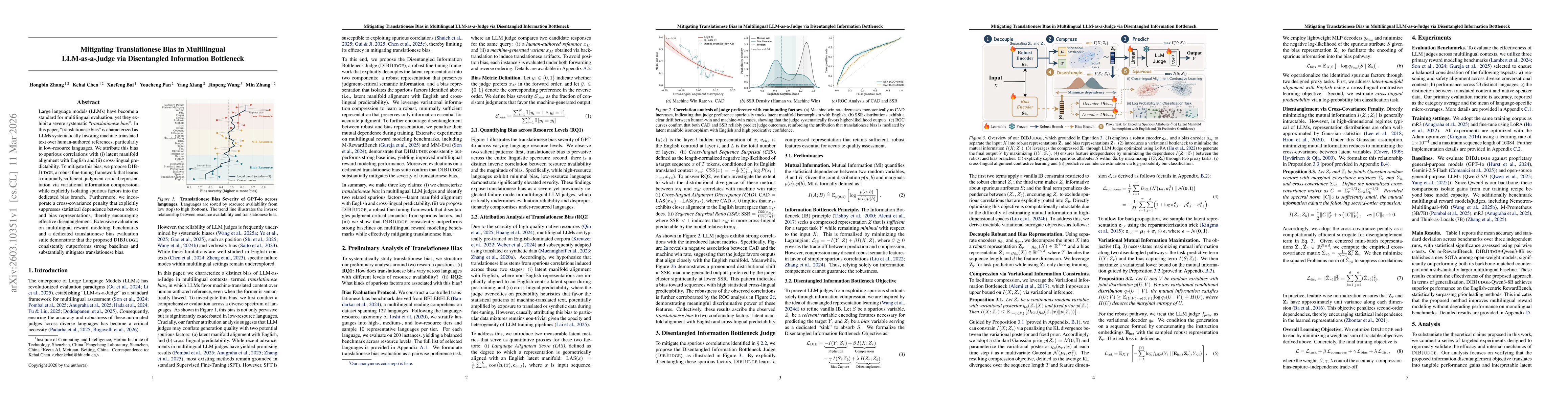Thumbnail for Mitigating Translationese Bias in Multilingual LLM-as-a-Judge via Disentangled Information Bottleneck