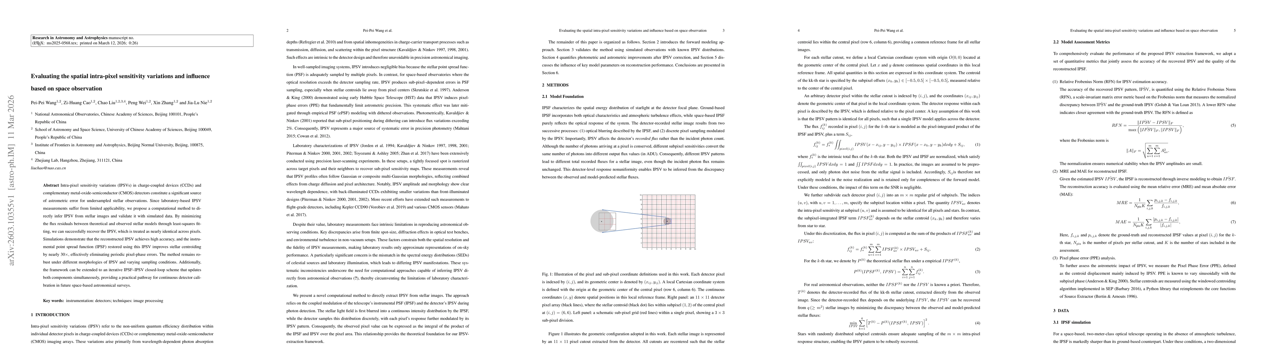 Thumbnail for Evaluating the spatial intra-pixel sensitivity variations and influence based on space observation