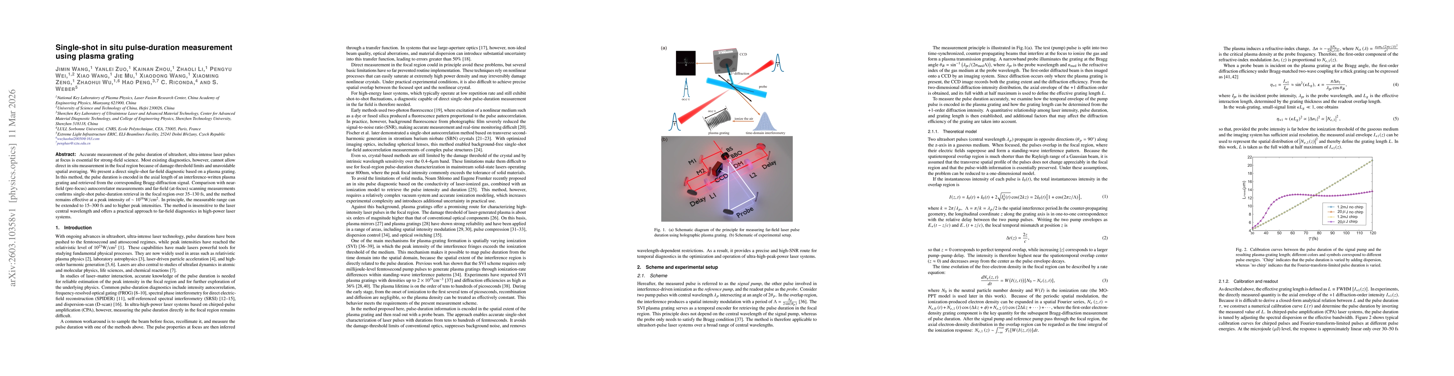 Thumbnail for Single-shot in situ pulse-duration measurement using plasma grating