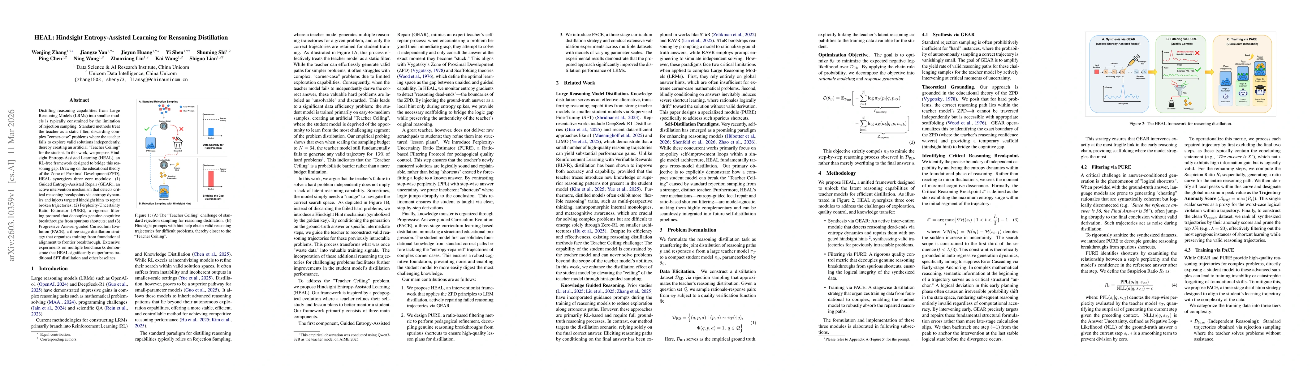 Thumbnail for HEAL: Hindsight Entropy-Assisted Learning for Reasoning Distillation