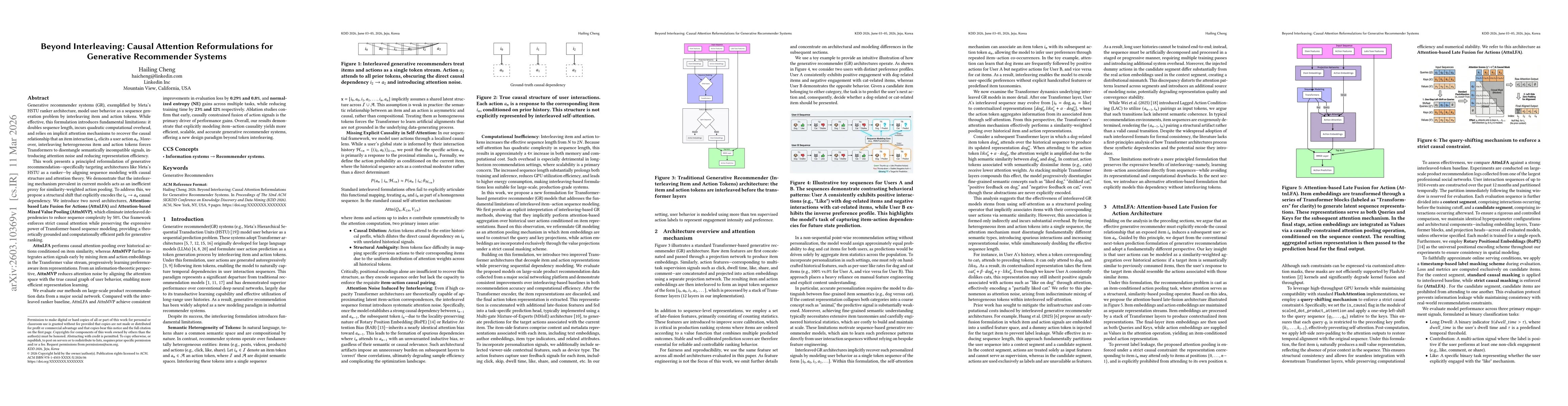 Thumbnail for Beyond Interleaving: Causal Attention Reformulations for Generative Recommender Systems