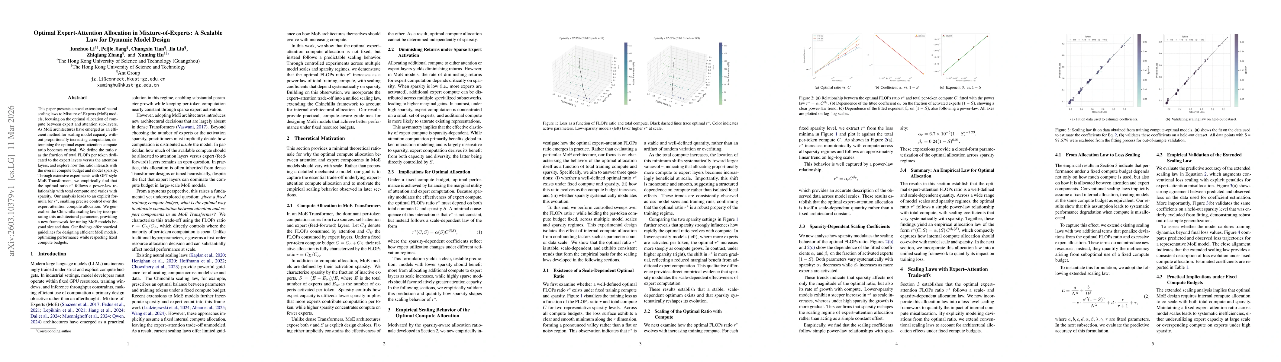 Thumbnail for Optimal Expert-Attention Allocation in Mixture-of-Experts: A Scalable Law for Dynamic Model Design