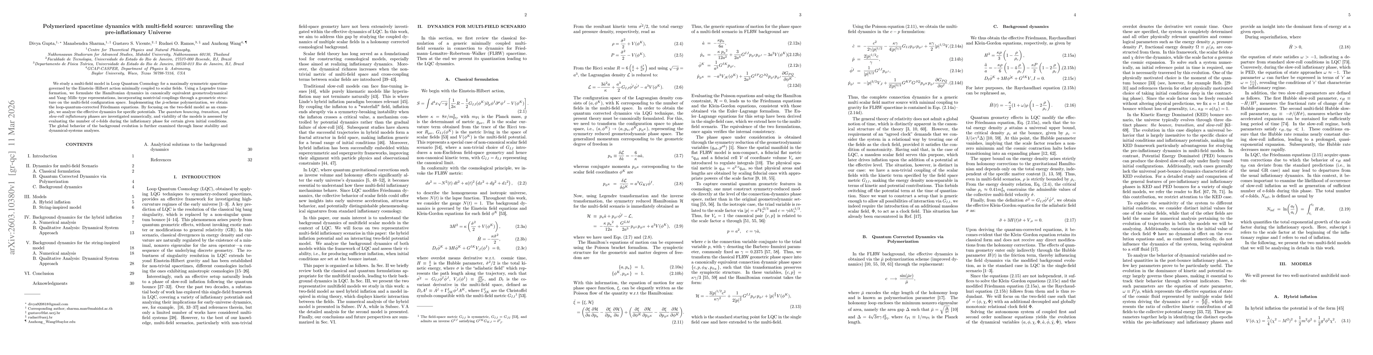 Thumbnail for Polymerized spacetime dynamics with multi-field source: unraveling the pre-inflationary Universe