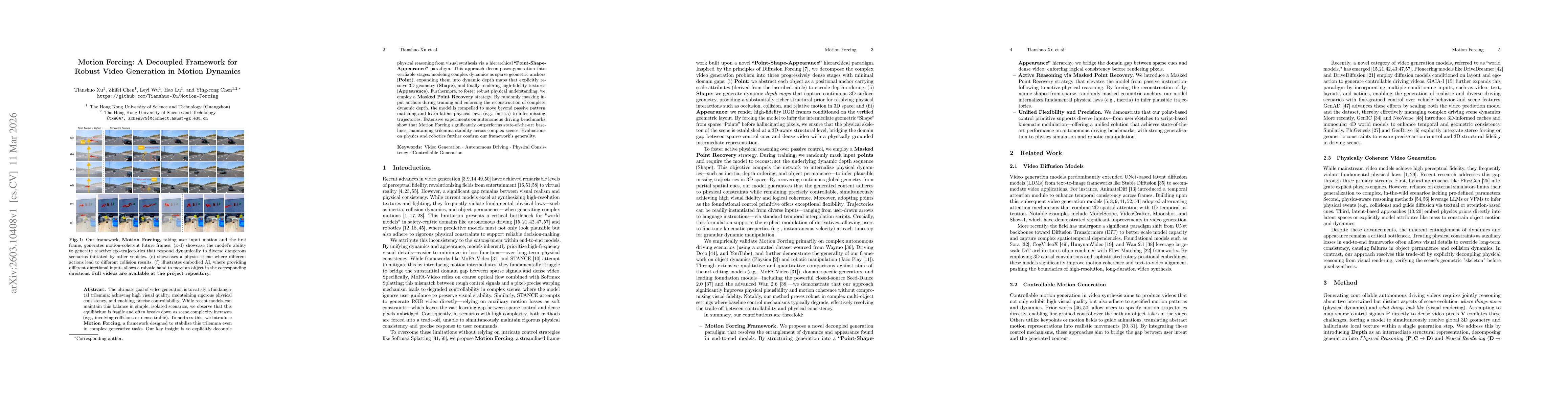 Thumbnail for Motion Forcing: A Decoupled Framework for Robust Video Generation in Motion Dynamics