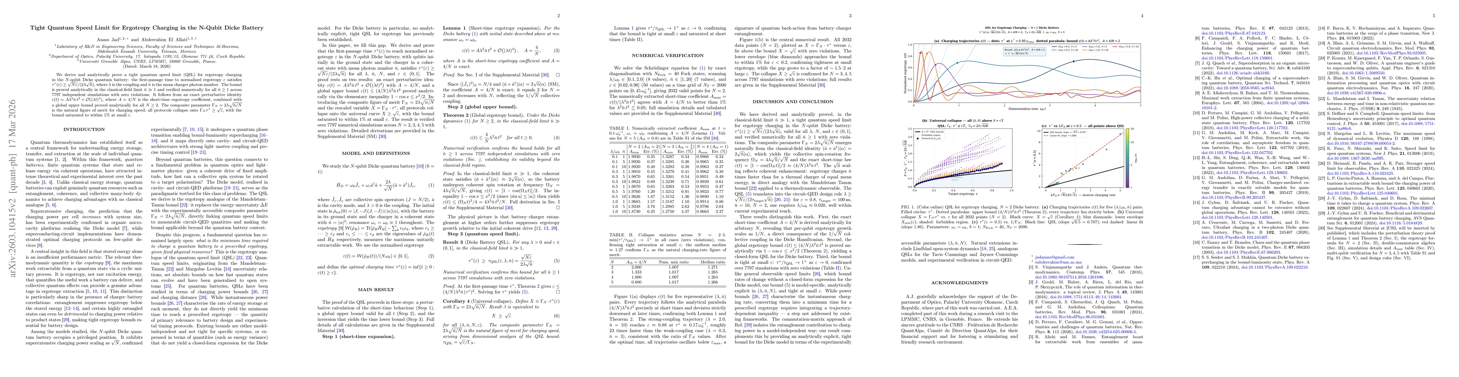 Thumbnail for Tight Quantum Speed Limit for Ergotropy Charging in the N-Qubit Dicke Battery