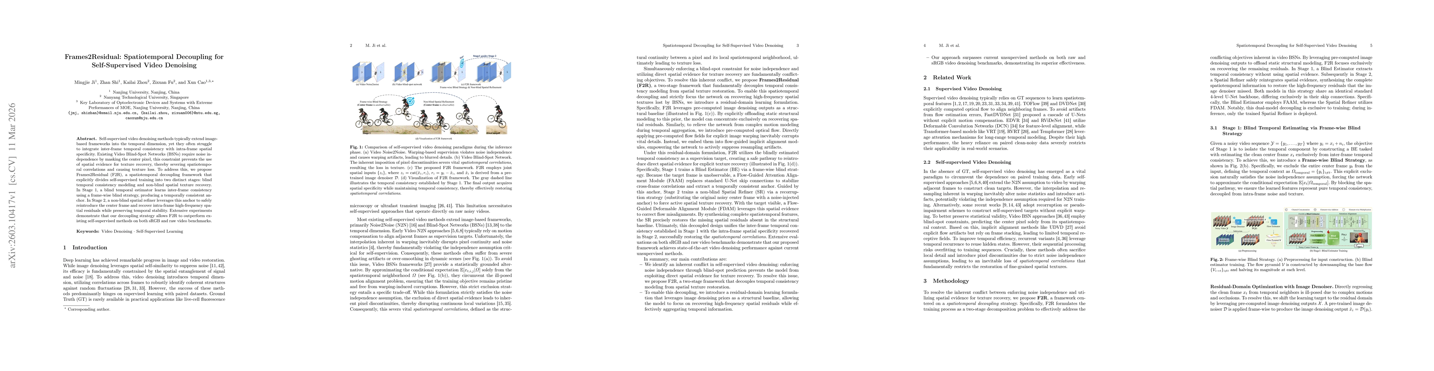 Thumbnail for Frames2Residual: Spatiotemporal Decoupling for Self-Supervised Video Denoising
