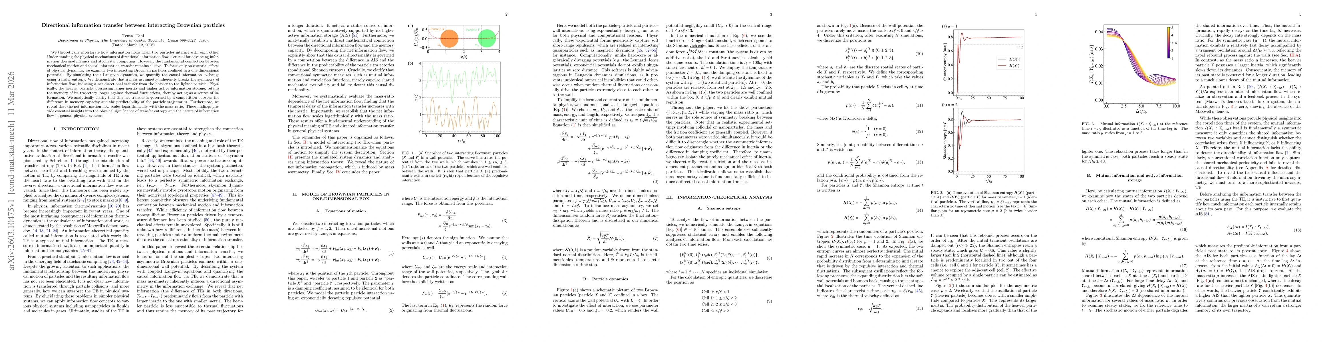 Thumbnail for Directional information transfer between interacting Brownian particles