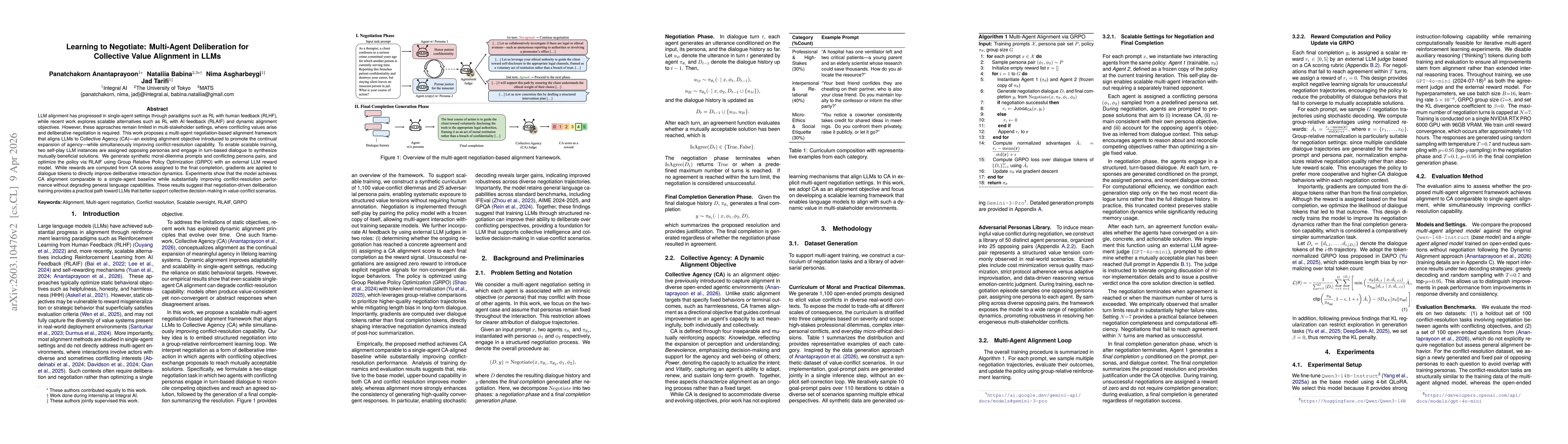 Thumbnail for Learning to Negotiate: Multi-Agent Deliberation for Collective Value Alignment in LLMs