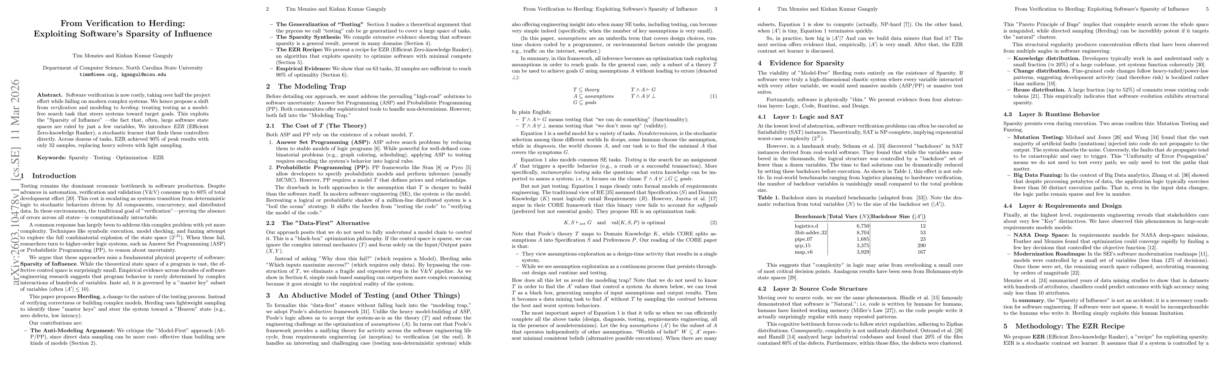 Thumbnail for From Verification to Herding: Exploiting Software's Sparsity of Influence