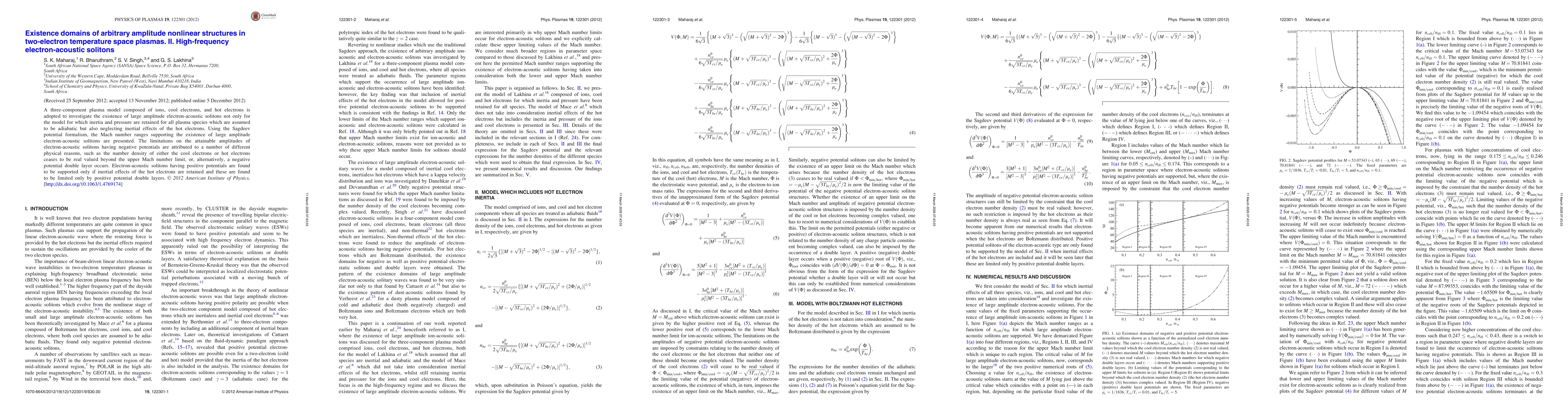 Thumbnail for Existence domains of arbitrary amplitude nonlinear structures in two-electron temperature space plasmas. II. High-frequency electron-acoustic solitons