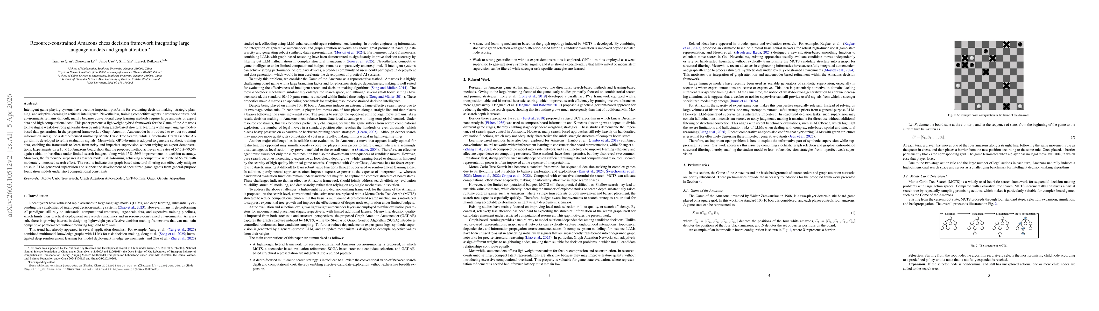 Thumbnail for Resource-constrained Amazons chess decision framework integrating large language models and graph attention