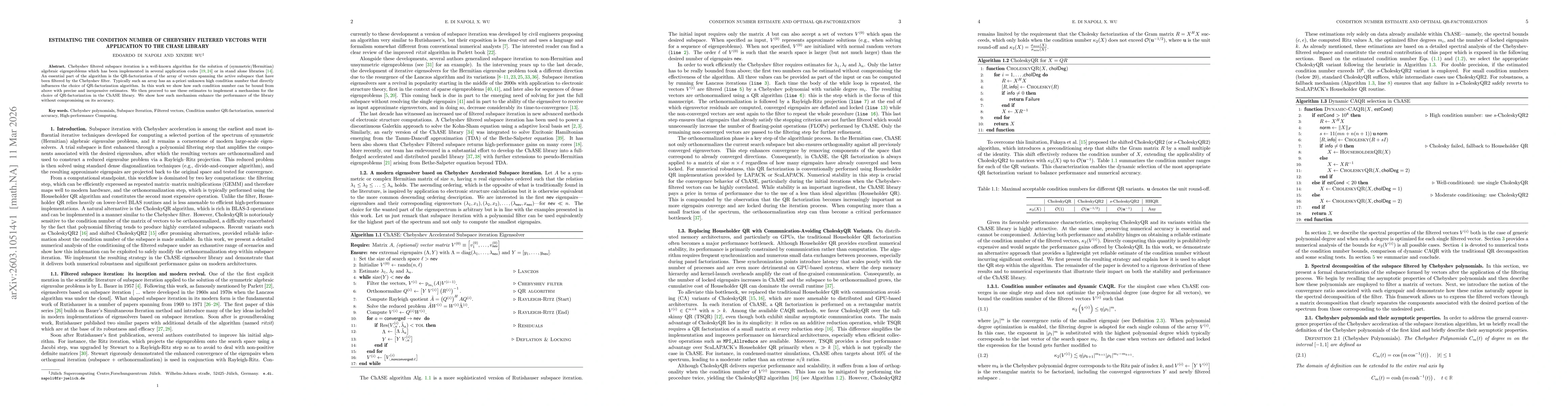 Thumbnail for Estimating the condition number of Chebyshev filtered vectors with application to the ChASE library
