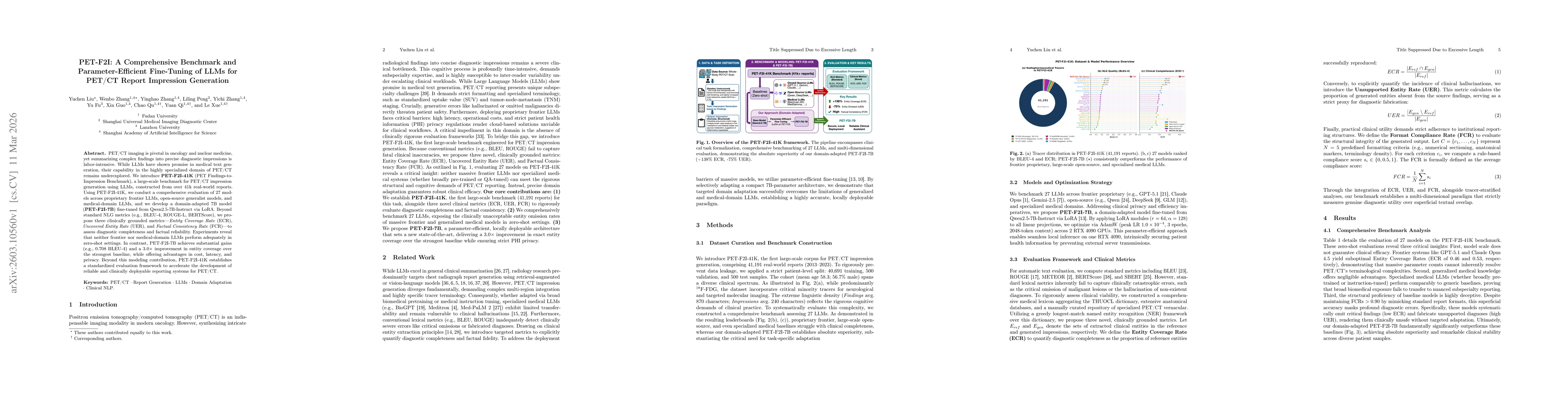 Thumbnail for PET-F2I: A Comprehensive Benchmark and Parameter-Efficient Fine-Tuning of LLMs for PET/CT Report Impression Generation