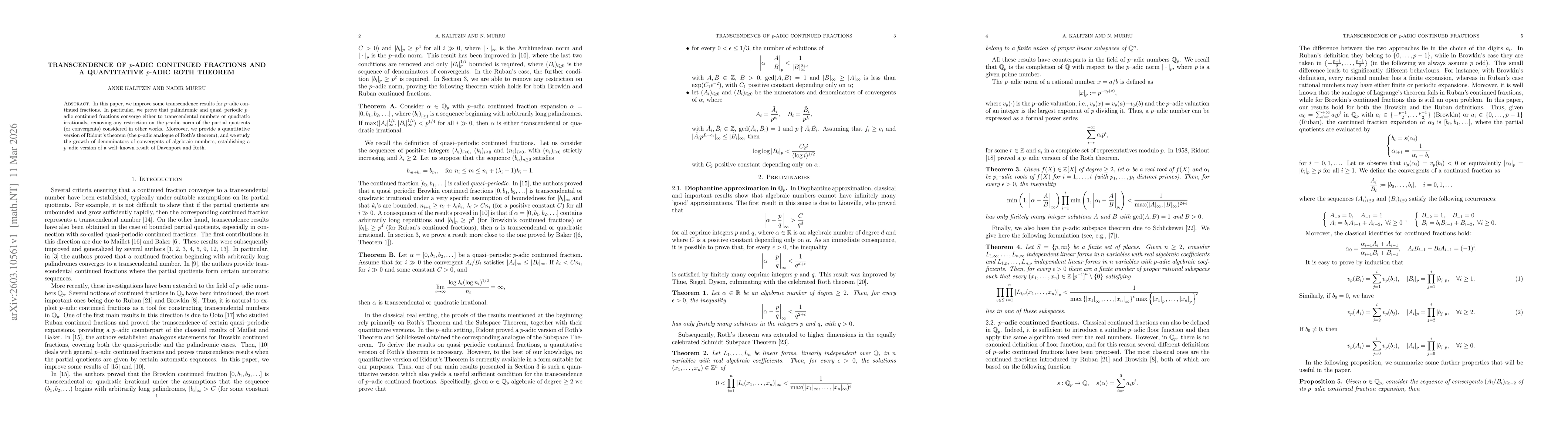 Thumbnail for Transcendence of $p$-adic continued fractions and a quantitative $p$-adic Roth theorem