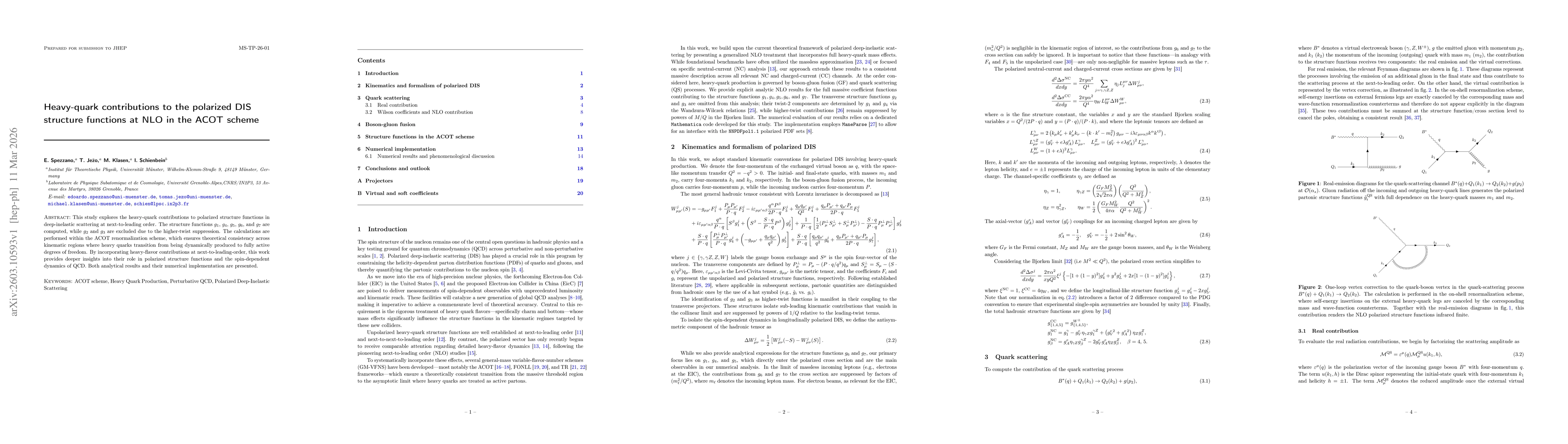 Thumbnail for Heavy-quark contributions to the polarized DIS structure functions at NLO in the ACOT scheme
