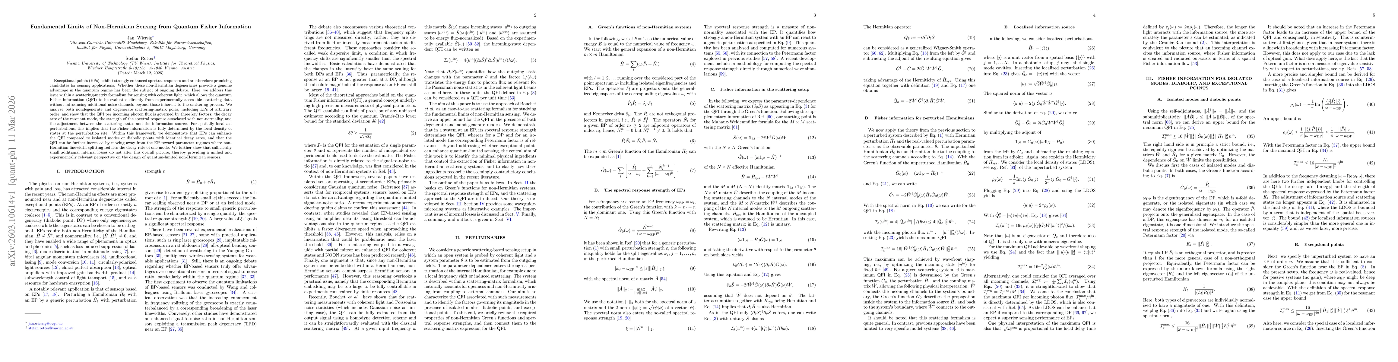 Thumbnail for Fundamental Limits of Non-Hermitian Sensing from Quantum Fisher Information