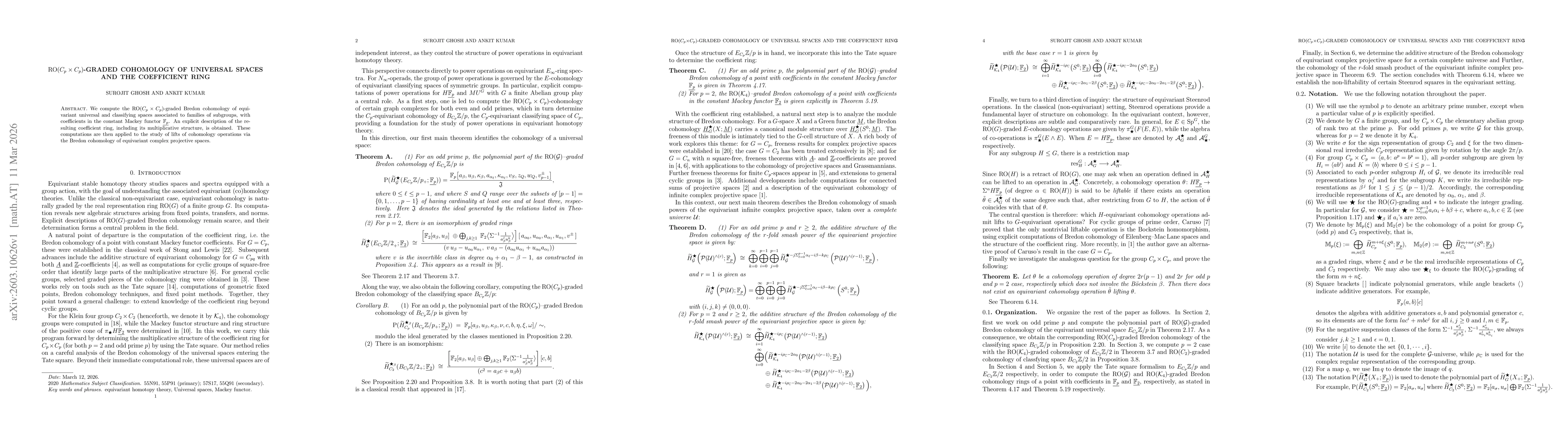 Thumbnail for $RO(C_p \times C_p)$-graded cohomology of universal spaces and the coefficient ring