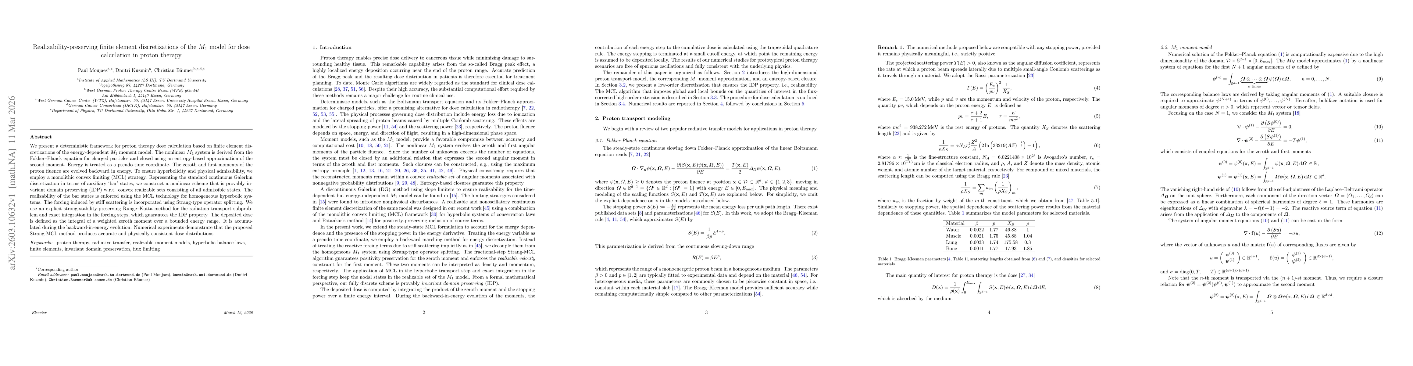 Thumbnail for Realizability-preserving finite element discretizations of the $M_1$ model for dose calculation in proton therapy