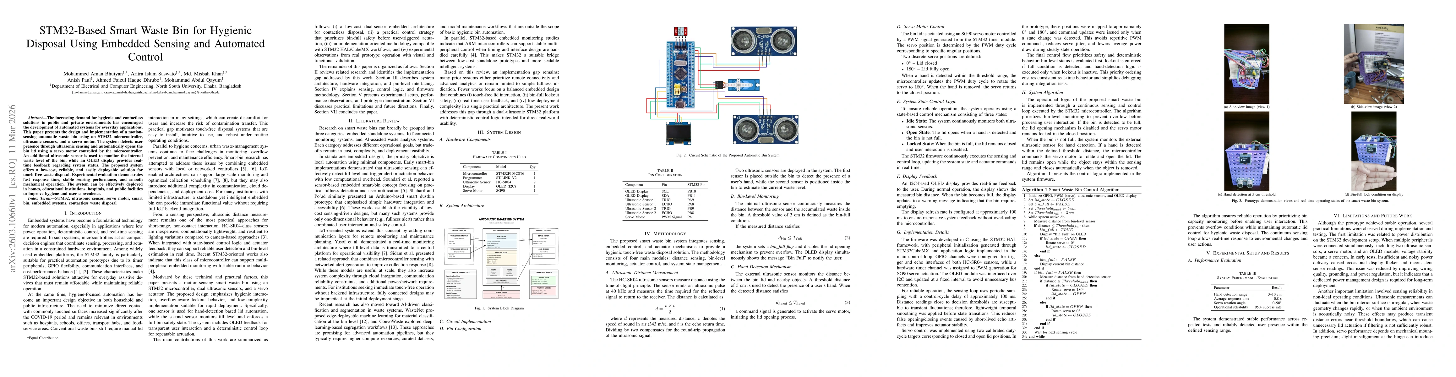 Thumbnail for STM32-Based Smart Waste Bin for Hygienic Disposal Using Embedded Sensing and Automated Control