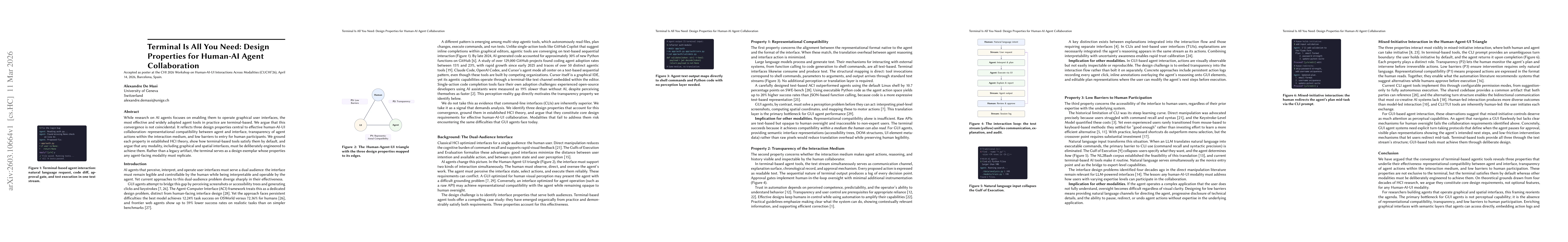 Thumbnail for Terminal Is All You Need: Design Properties for Human-AI Agent Collaboration