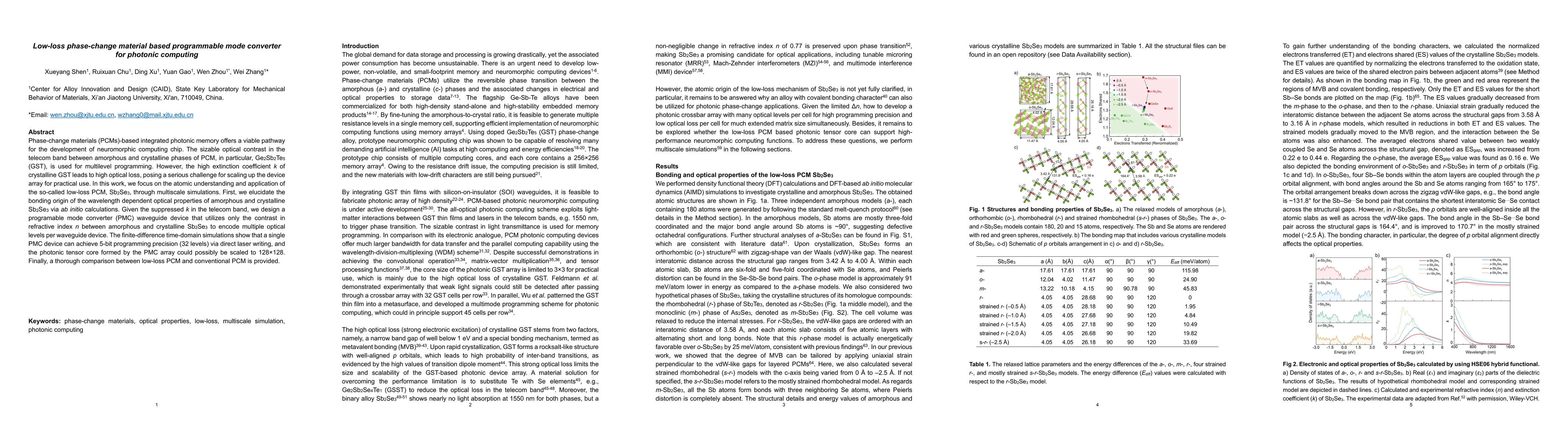 Thumbnail for Low-loss phase-change material based programmable mode converter for photonic computing