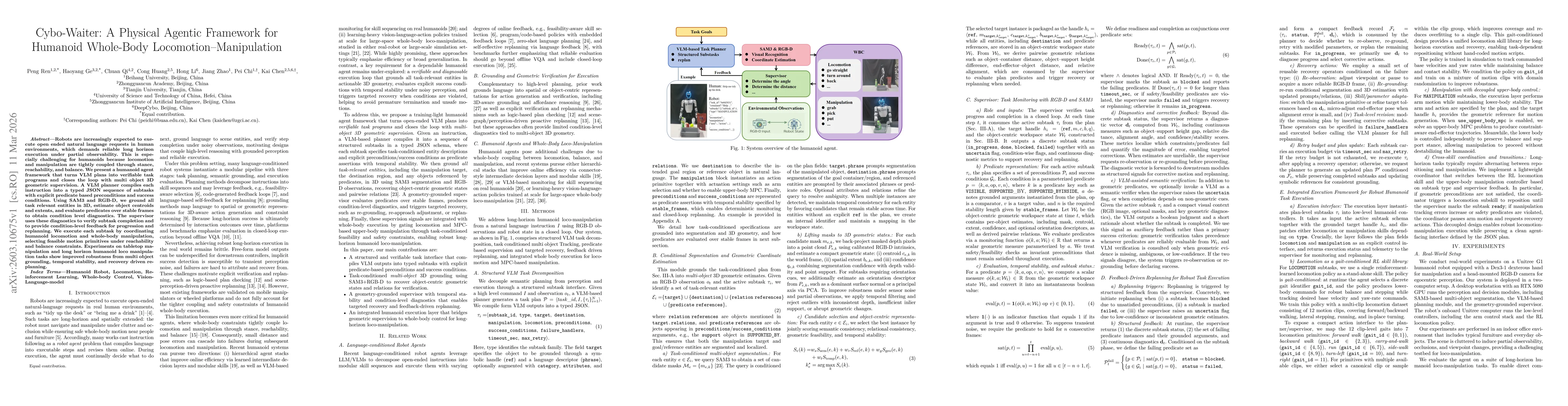 Thumbnail for Cybo-Waiter: A Physical Agentic Framework for Humanoid Whole-Body Locomotion-Manipulation