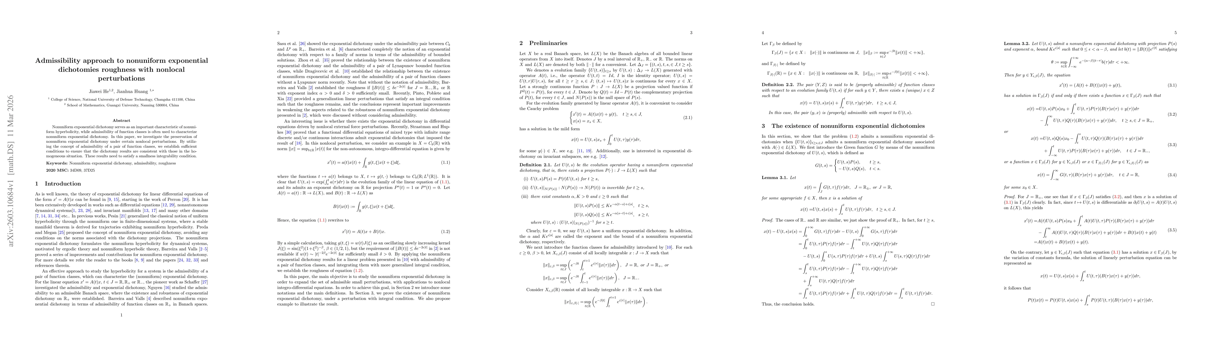 Thumbnail for Admissibility approach to nonuniform exponential dichotomies roughness with nonlocal perturbations