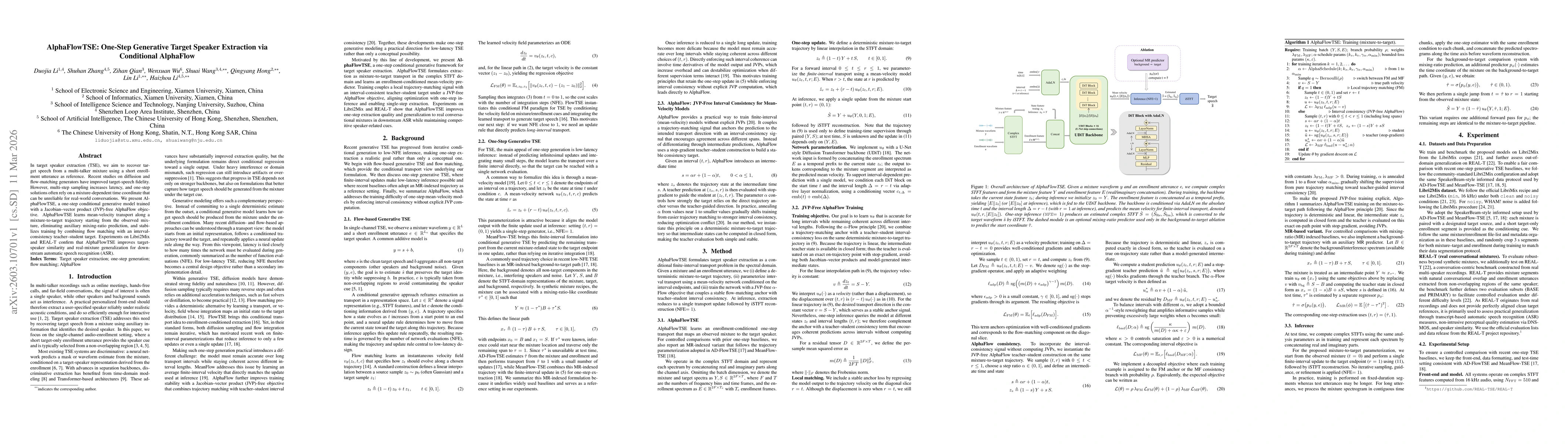 Thumbnail for AlphaFlowTSE: One-Step Generative Target Speaker Extraction via Conditional AlphaFlow