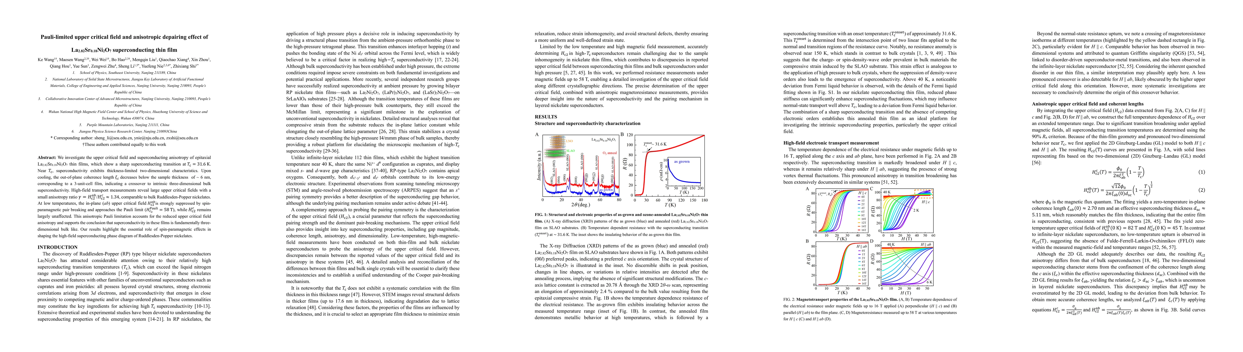 Thumbnail for Pauli-limited upper critical field and anisotropic depairing effect of La2.82Sr0.18Ni2O7 superconducting thin film