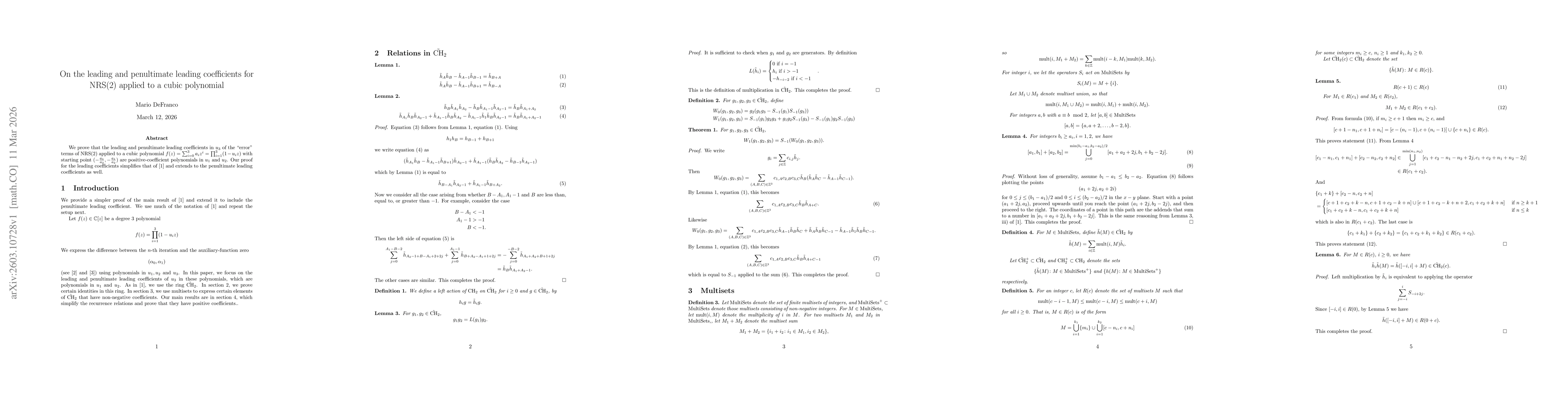 Thumbnail for On the leading and penultimate leading coefficients for NRS(2) applied to a cubic polynomial