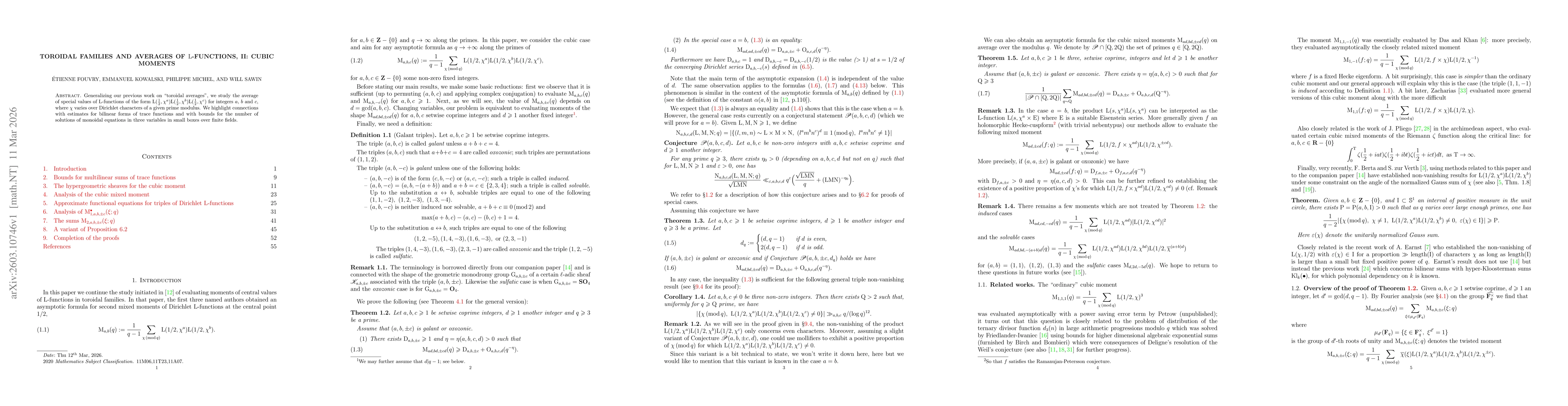 Thumbnail for Toroidal families and averages of $L$-functions, II: cubic moments