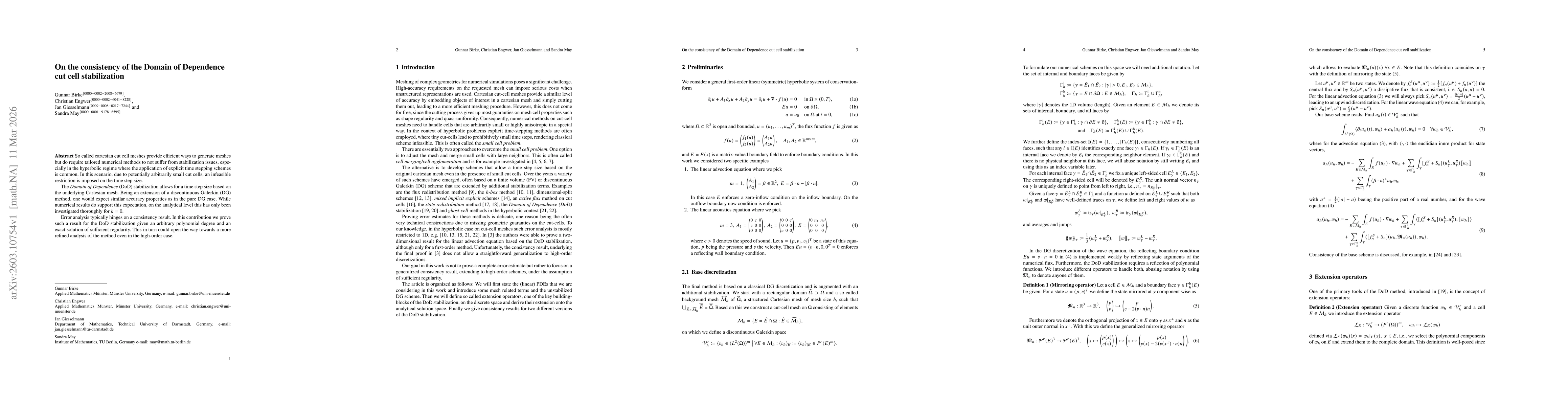 Thumbnail for On the consistency of the Domain of Dependence cut cell stabilization