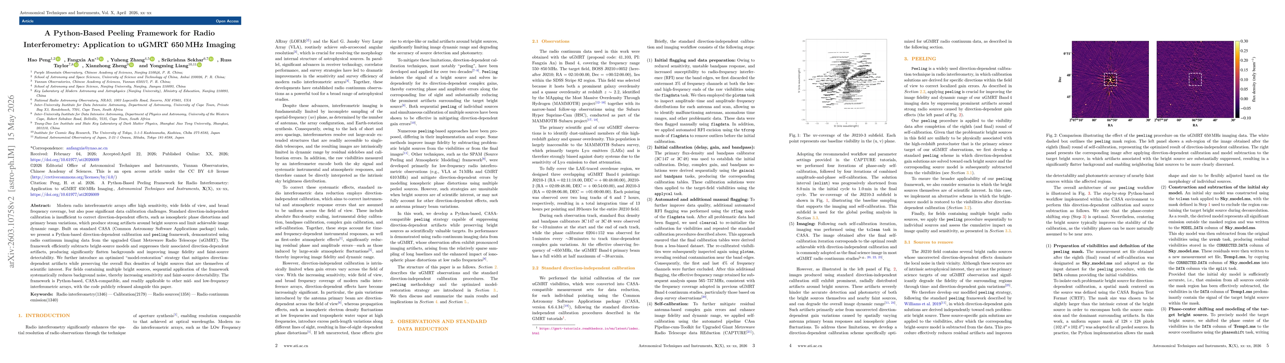 Thumbnail for A Python-Based Peeling Framework for Radio Interferometry: Application to uGMRT 650MHz Imaging