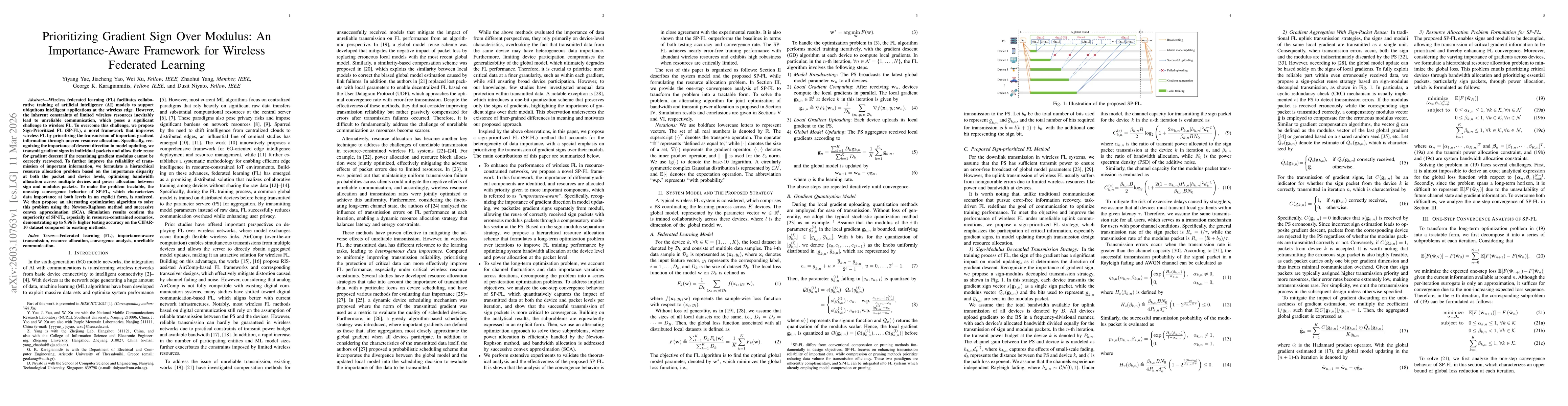 Thumbnail for Prioritizing Gradient Sign Over Modulus: An Importance-Aware Framework for Wireless Federated Learning