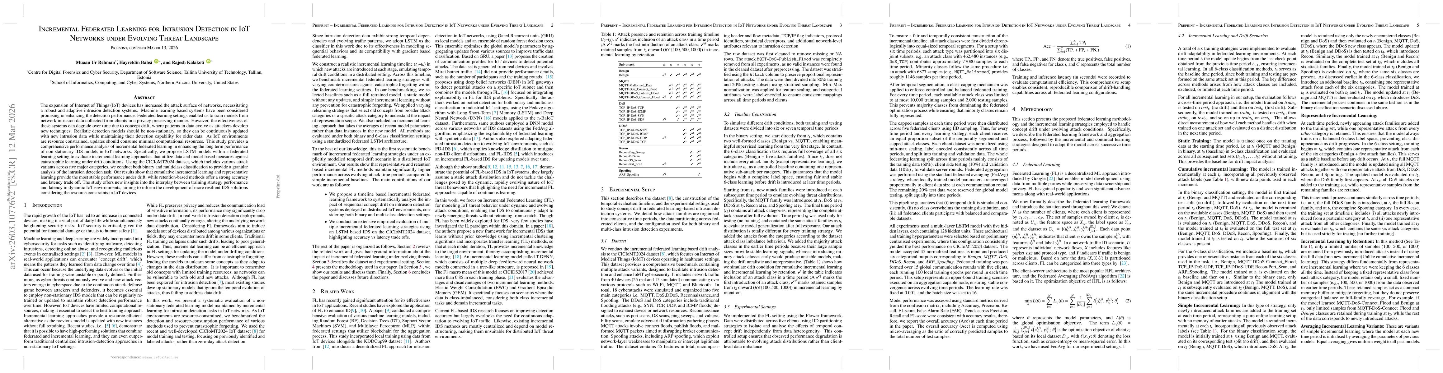 Thumbnail for Incremental Federated Learning for Intrusion Detection in IoT Networks under Evolving Threat Landscape
