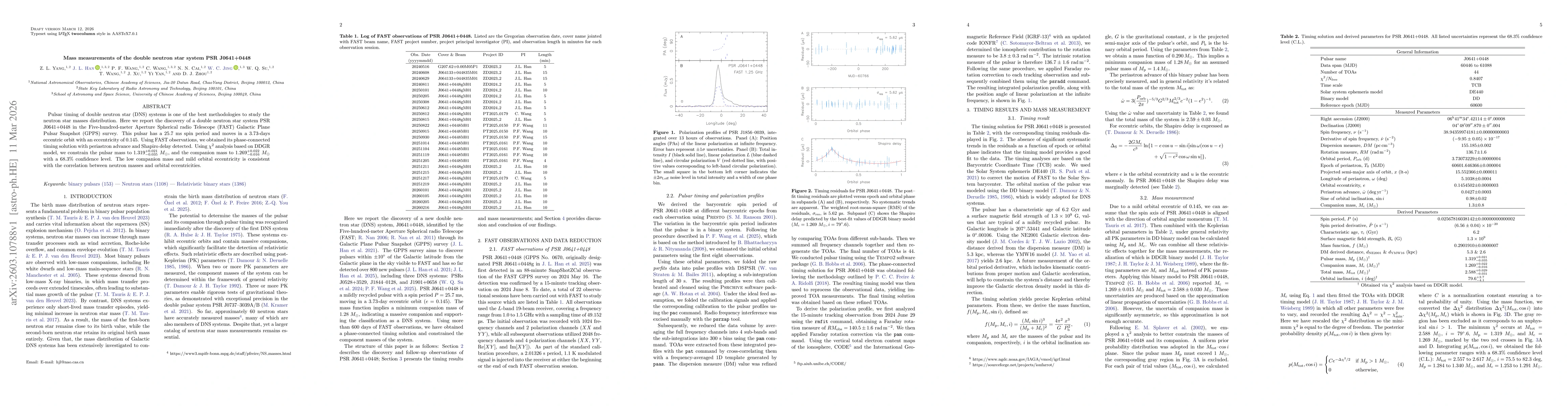 Thumbnail for Mass measurements of the double neutron star system PSR J0641+0448