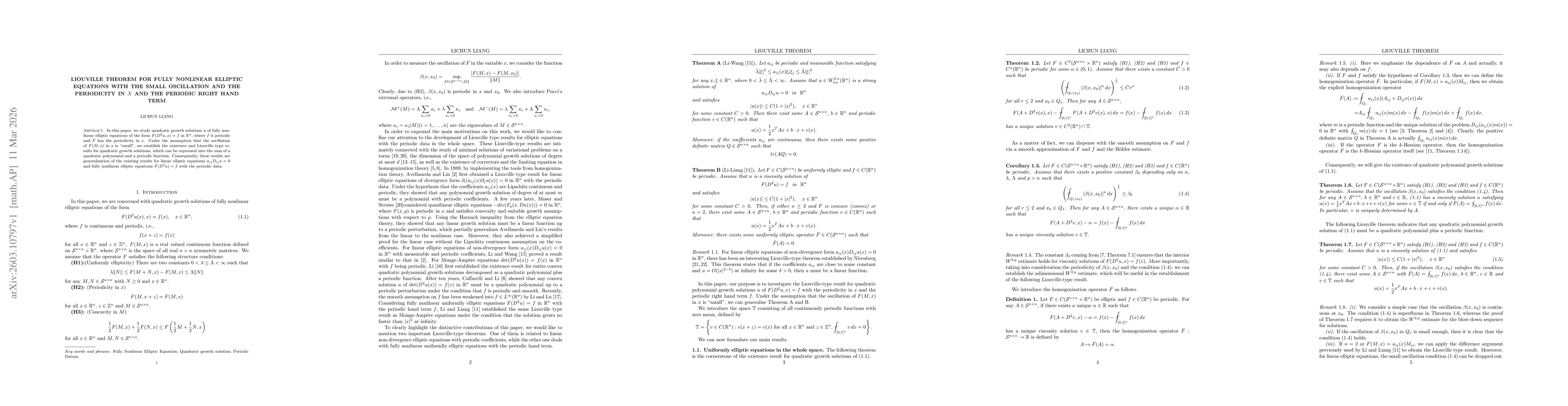Thumbnail for Liouville theorem for fully nonlinear elliptic equations with the small oscillation and the periodicity in $x$ and the periodic right hand term